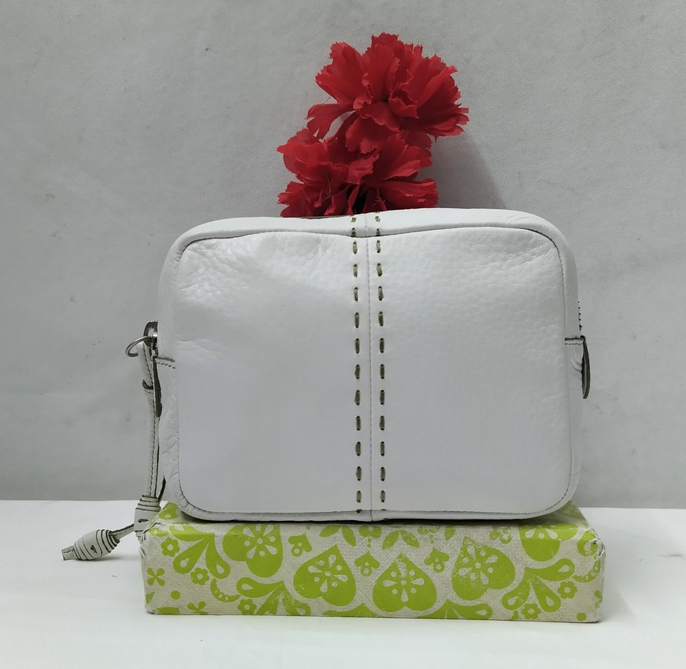 Cole Haan White Leather Zipper Closure Pouch Wallet